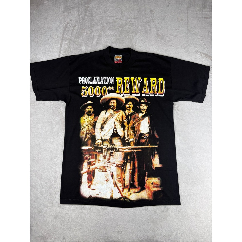 Rock Revolucion Pancho Villa Reward Graphic T-Shirt Mens Black History Tee